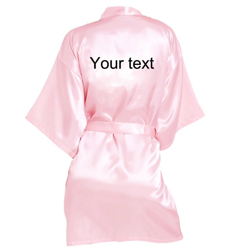 Personalized Name and Date Faux-Silk Bridal Robe - Luzilly Bridal & Apparel