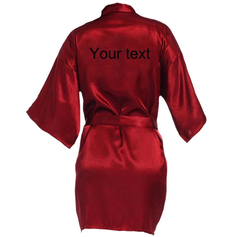 Personalized Name and Date Faux-Silk Bridal Robe - Luzilly Bridal & Apparel