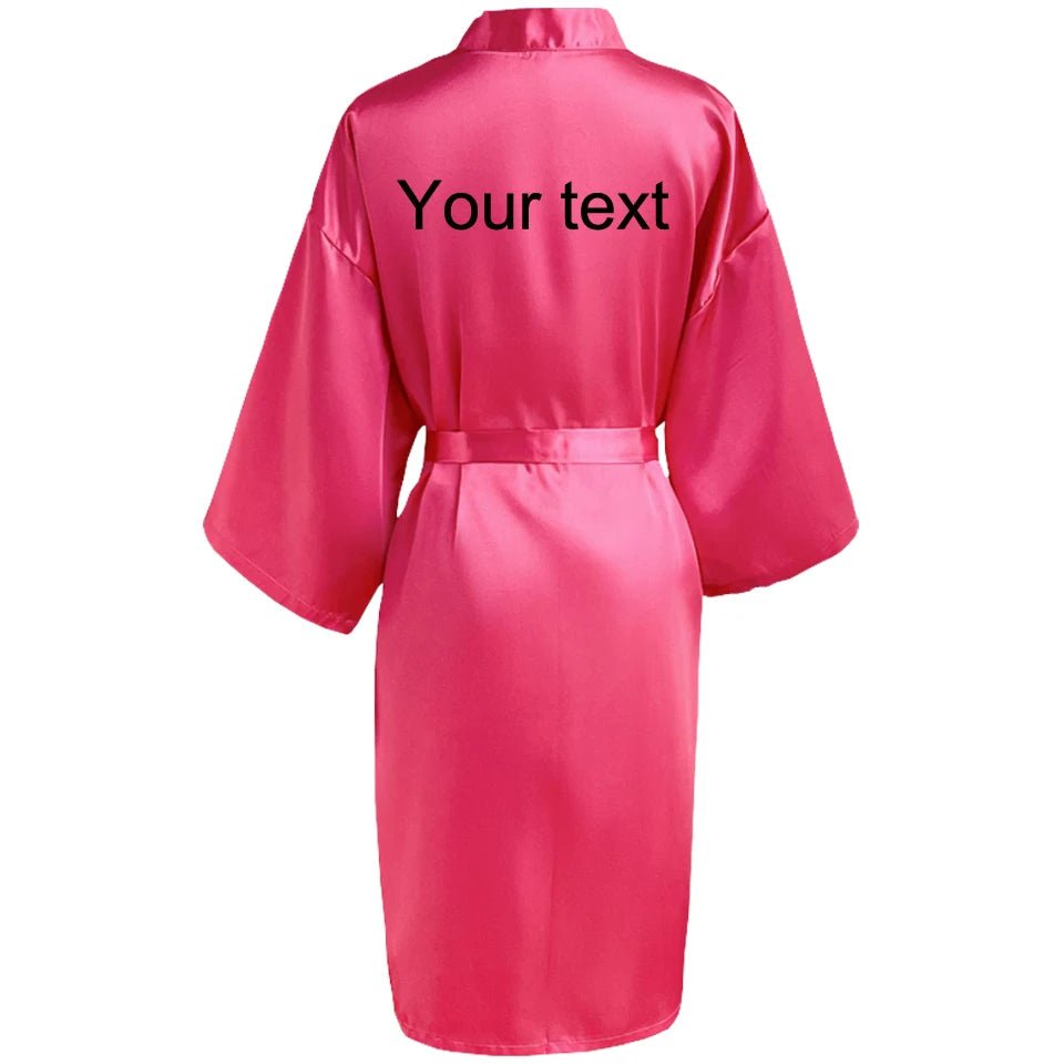 Personalized Name and Date Faux-Silk Bridal Robe - Luzilly Bridal & Apparel