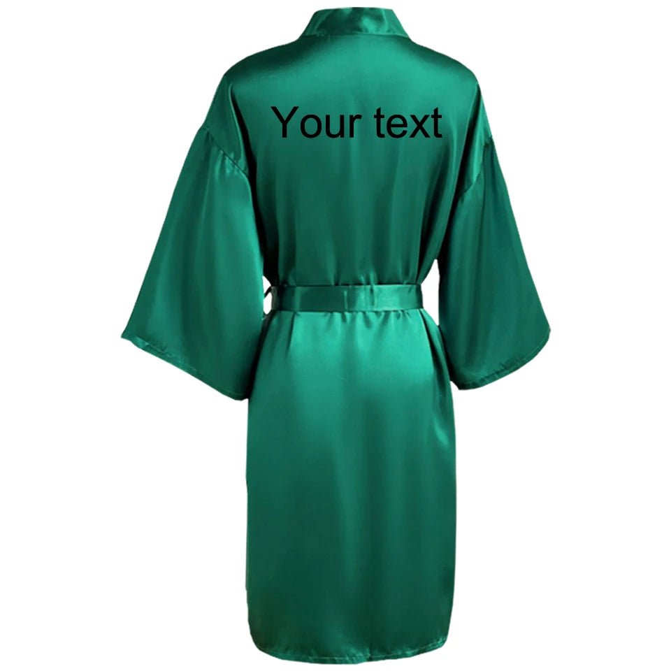 Personalized Name and Date Faux-Silk Bridal Robe - Luzilly Bridal & Apparel