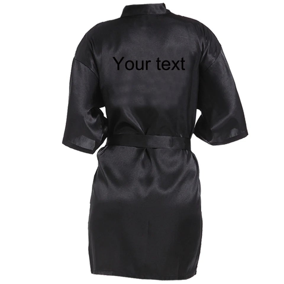 Personalized Name and Date Faux-Silk Bridal Robe - Luzilly Bridal & Apparel