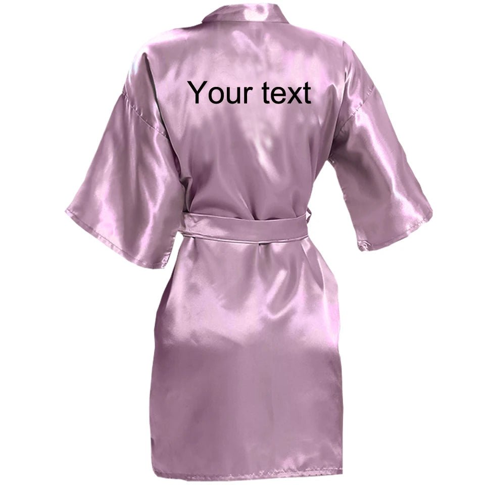 Personalized Name and Date Faux-Silk Bridal Robe - Luzilly Bridal & Apparel