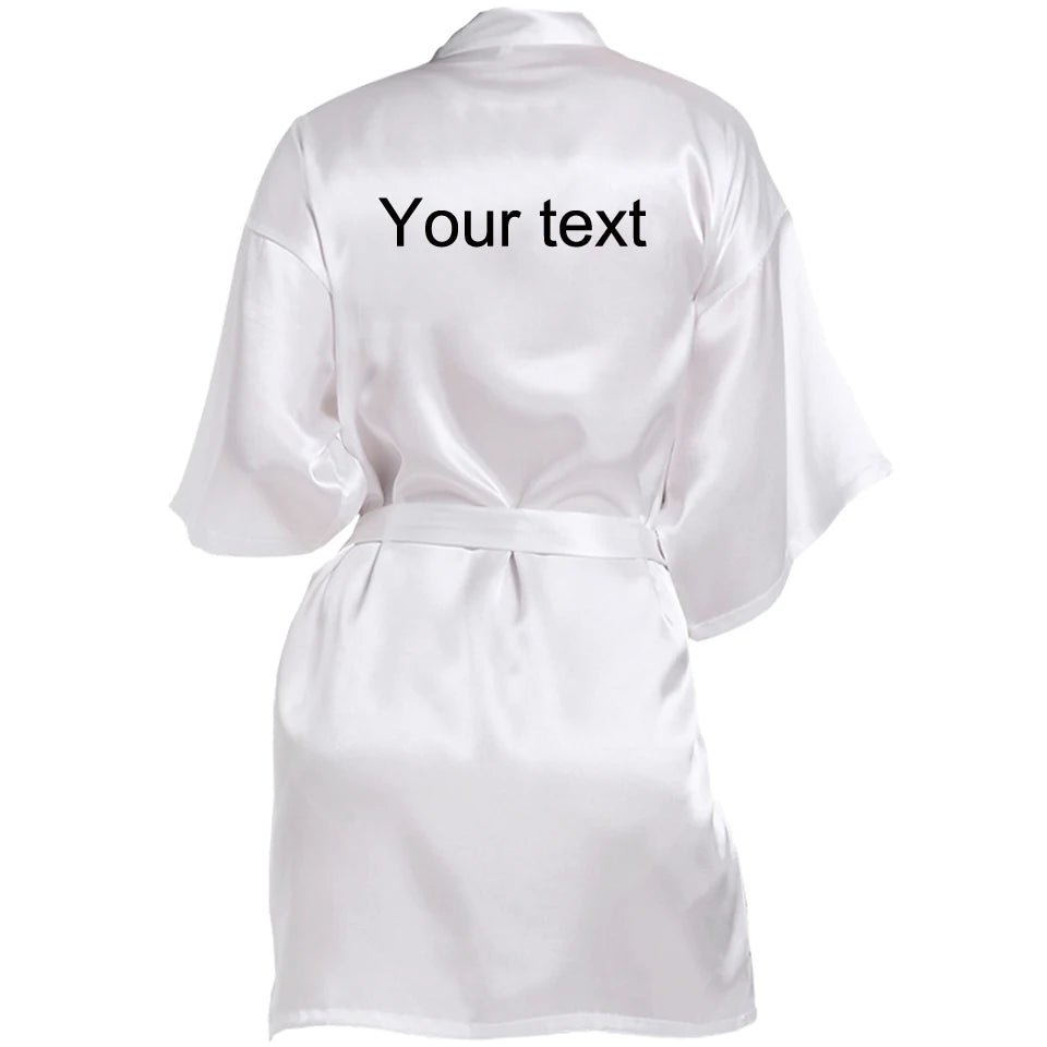 Personalized Name and Date Faux-Silk Bridal Robe - Luzilly Bridal & Apparel