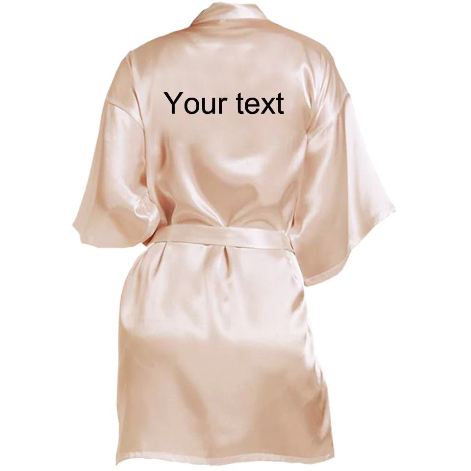 Personalized Name and Date Faux-Silk Bridal Robe - Luzilly Bridal & Apparel