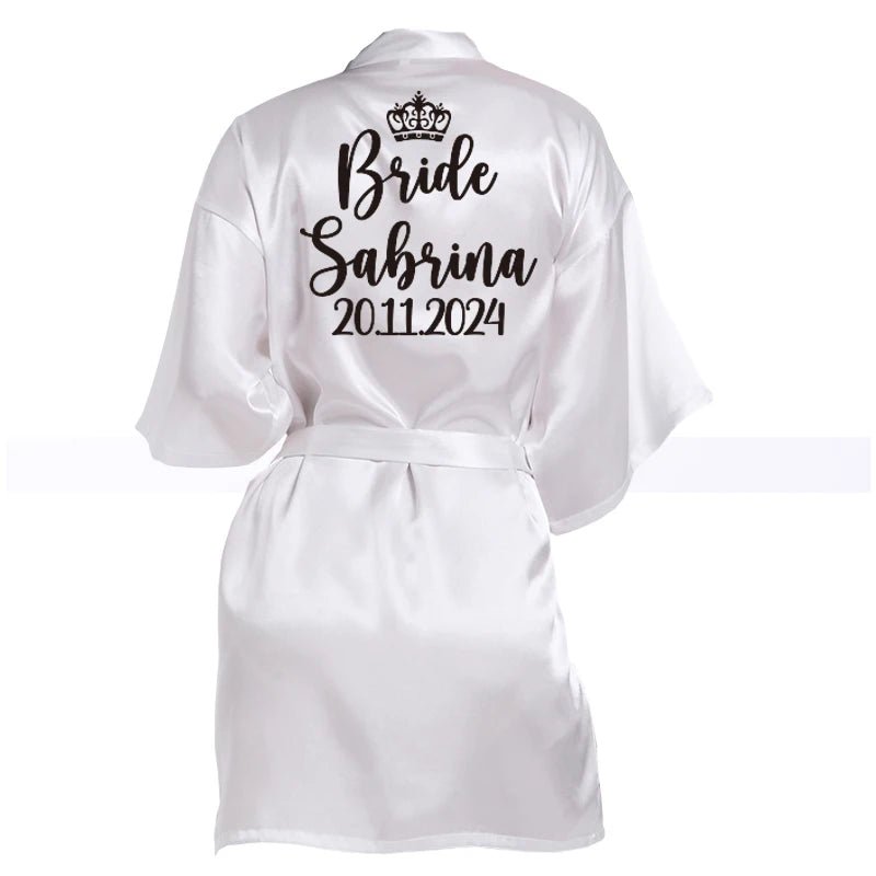 Personalized Name and Logo Faux-Silk Bridal Robe - Luzilly Bridal & Apparel