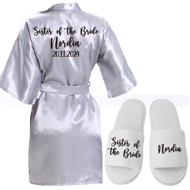 Personalized Name and Logo Faux-Silk Bridal Robe - Luzilly Bridal & Apparel
