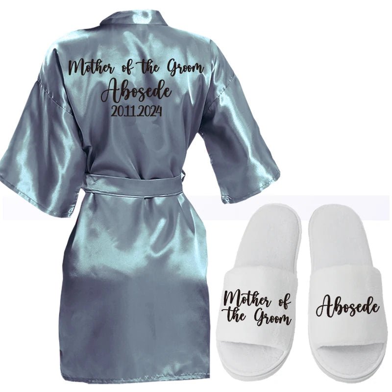 Personalized Name and Logo Faux-Silk Bridal Robe - Luzilly Bridal & Apparel