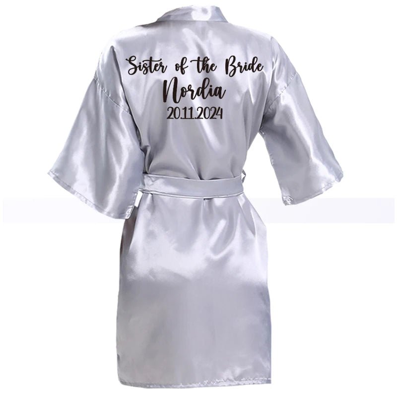Personalized Name and Logo Faux-Silk Bridal Robe - Luzilly Bridal & Apparel
