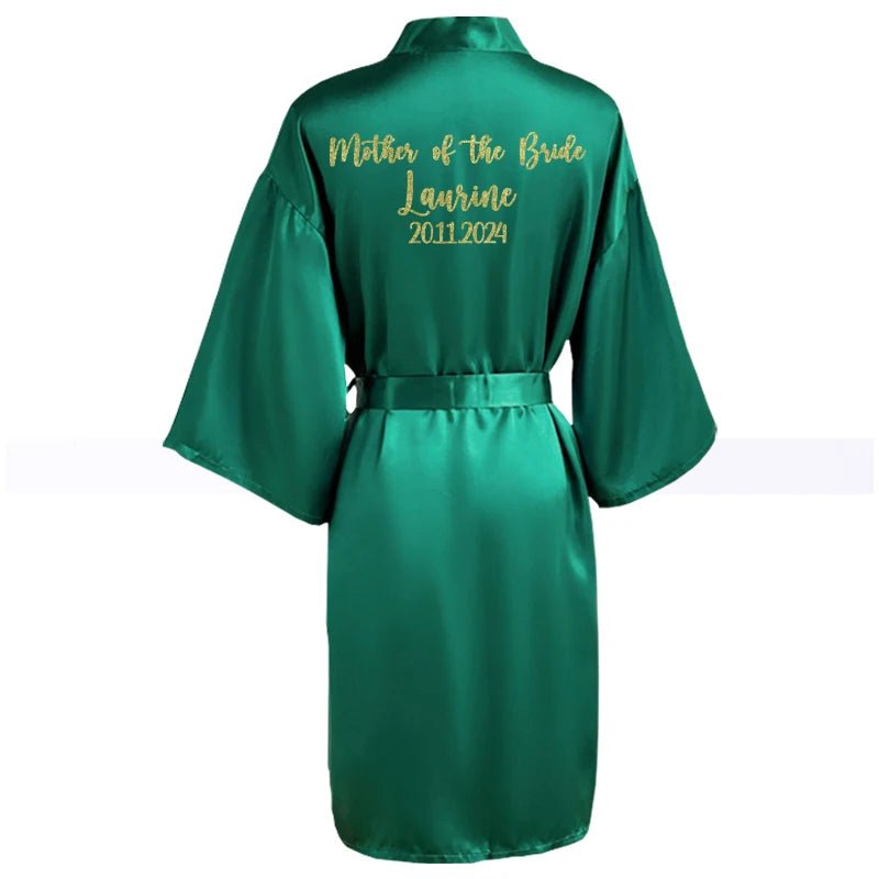 Personalized Name and Logo Faux-Silk Bridal Robe - Luzilly Bridal & Apparel