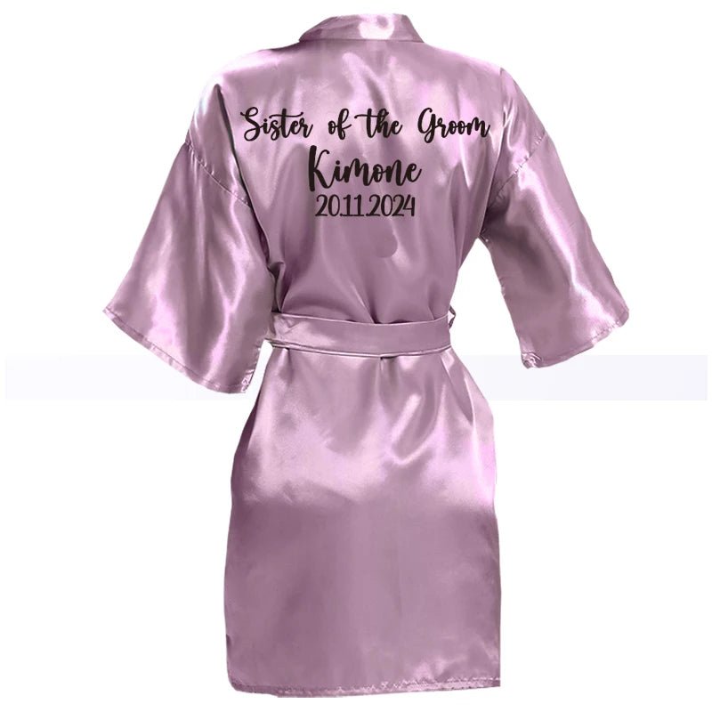 Personalized Name and Logo Faux-Silk Bridal Robe - Luzilly Bridal & Apparel