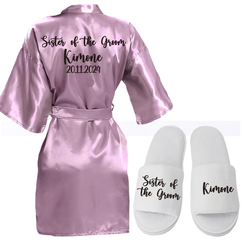 Personalized Name and Logo Faux-Silk Bridal Robe - Luzilly Bridal & Apparel