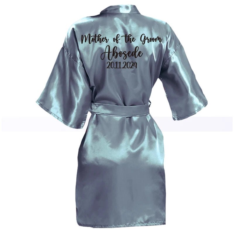 Personalized Name and Logo Faux-Silk Bridal Robe - Luzilly Bridal & Apparel