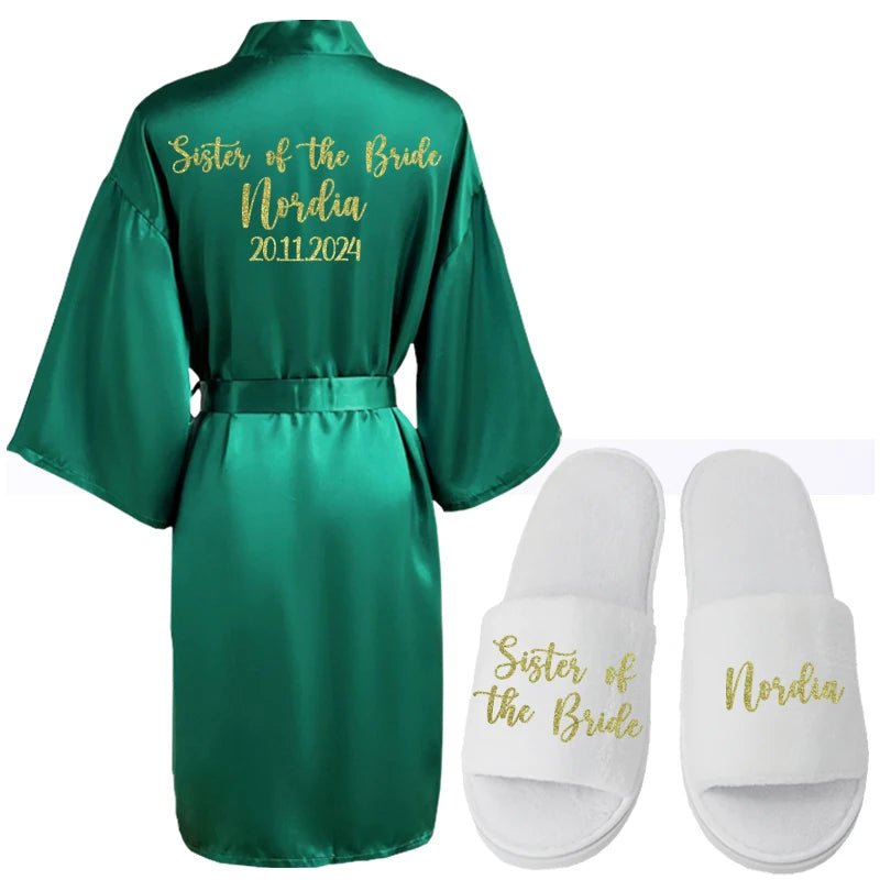 Personalized Name and Logo Faux-Silk Bridal Robe - Luzilly Bridal & Apparel