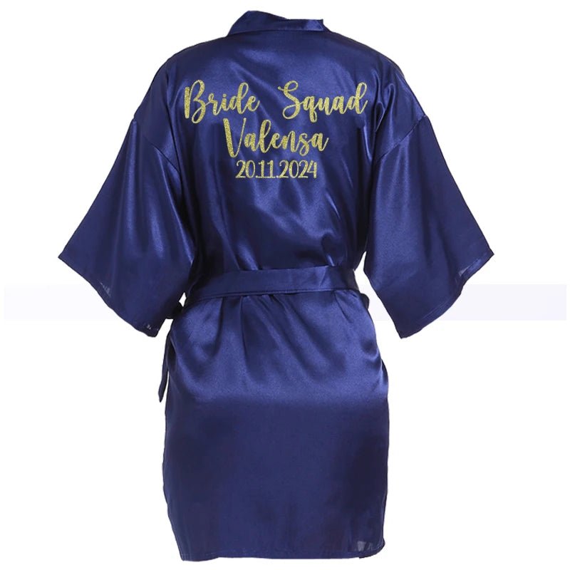 Personalized Name and Logo Faux-Silk Bridal Robe - Luzilly Bridal & Apparel