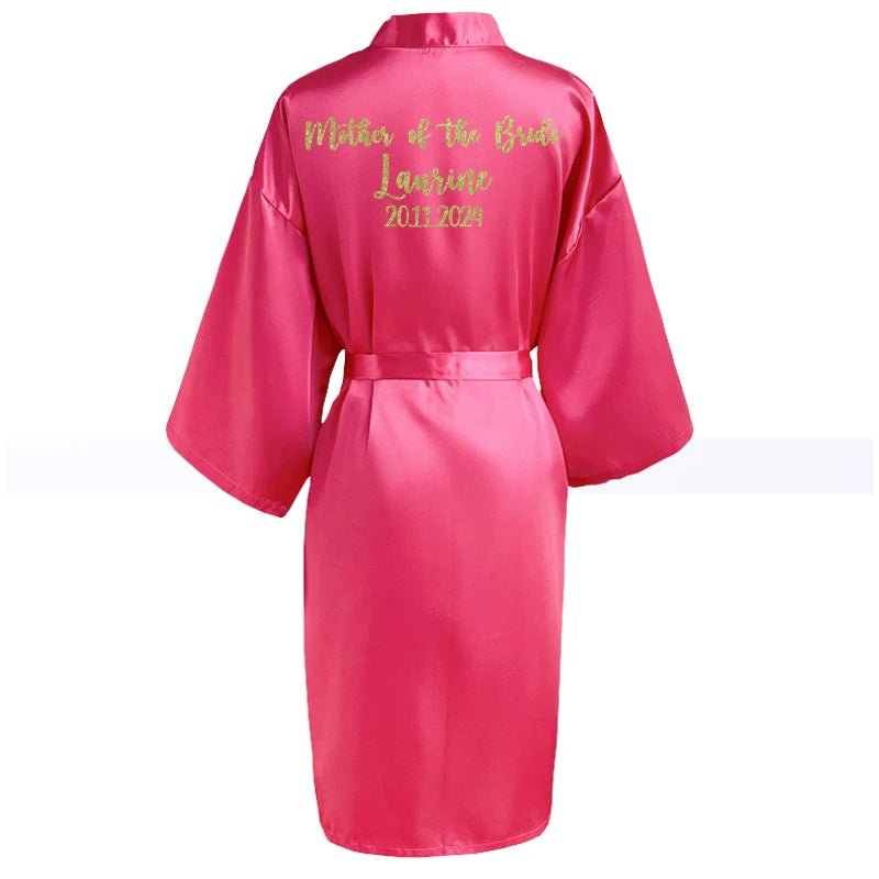 Personalized Name and Logo Faux-Silk Bridal Robe - Luzilly Bridal & Apparel