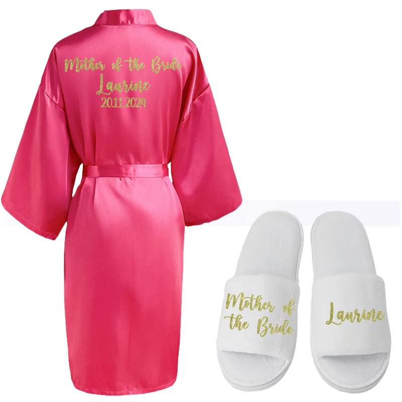 Personalized Name and Logo Faux-Silk Bridal Robe - Luzilly Bridal & Apparel