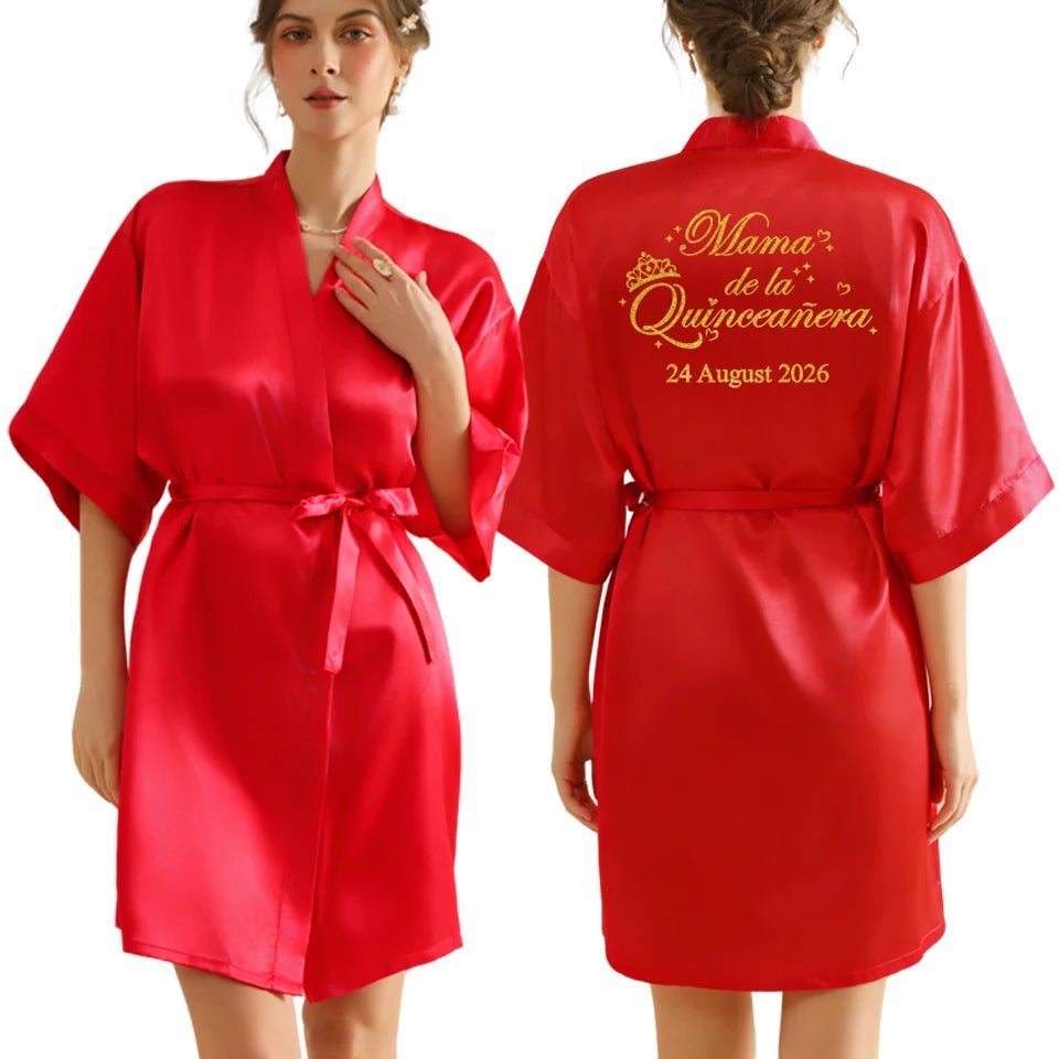 Personalized Text Satin Bridal Robe - Luzilly Bridal & Apparel