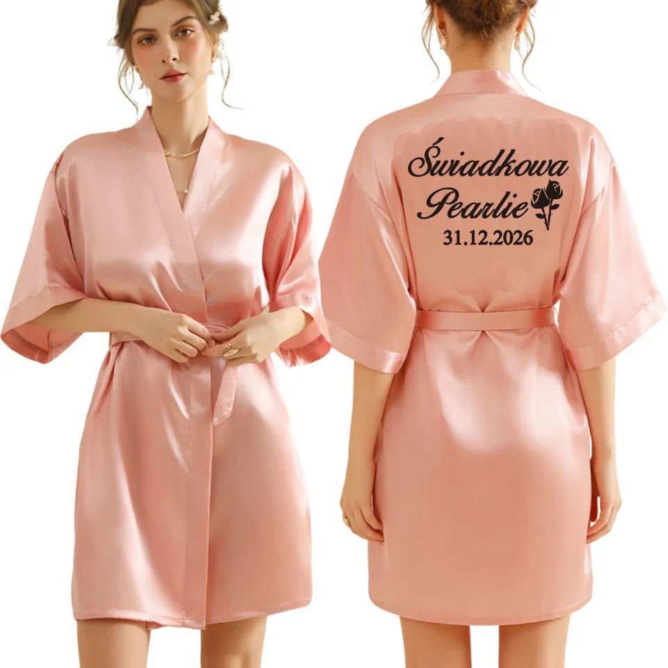 Personalized Text Satin Bridal Robe - Luzilly Bridal & Apparel
