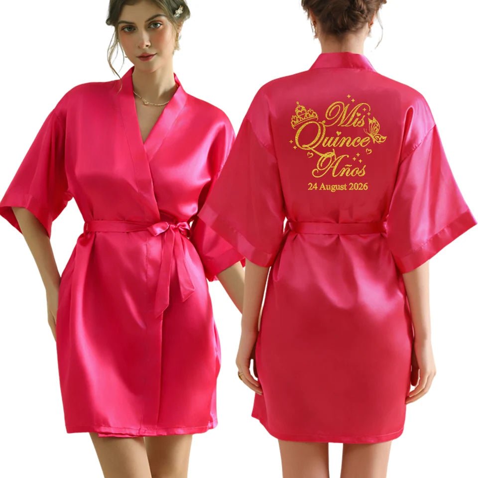 Personalized Text Satin Bridal Robe - Luzilly Bridal & Apparel