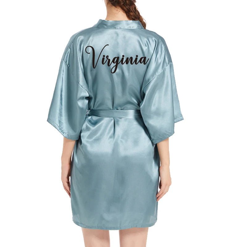 Personalized Wedding Date Faux-Silk Bridal Robe - Luzilly Bridal & Apparel