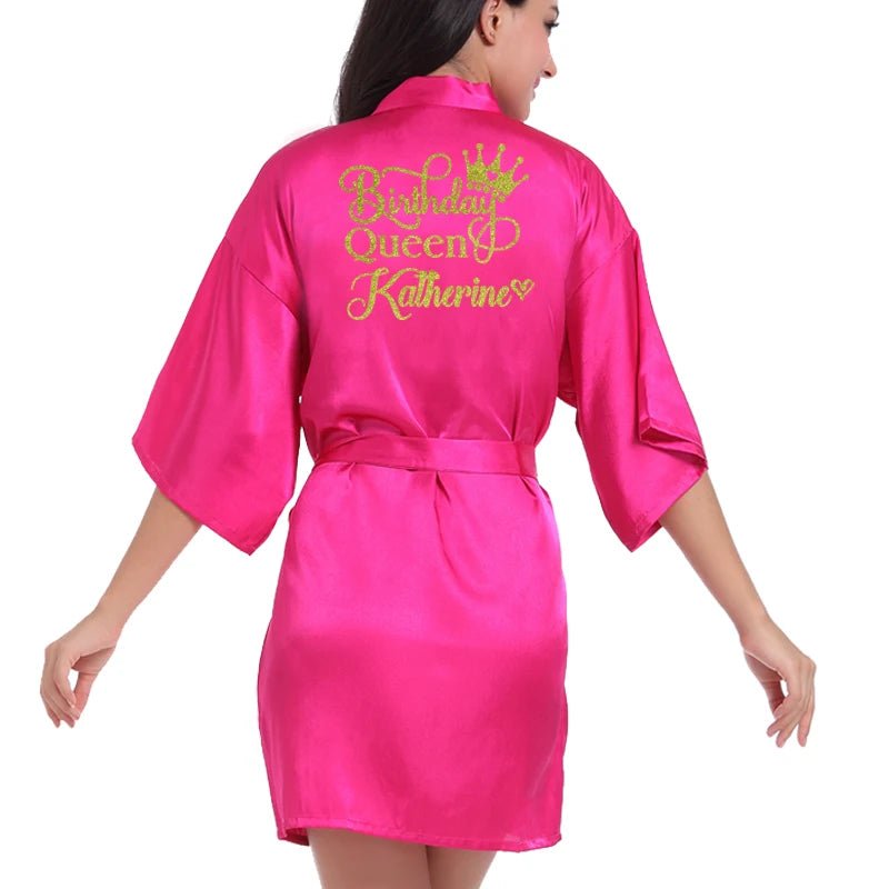 Personalized Wedding Date Faux-Silk Bridal Robe - Luzilly Bridal & Apparel