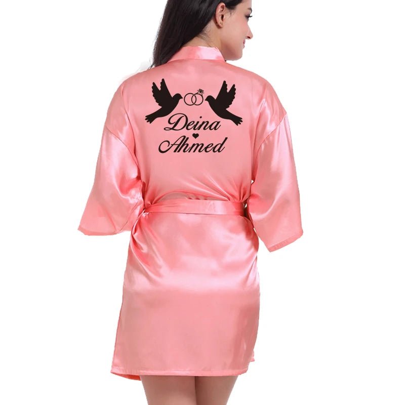 Personalized Wedding Date Faux-Silk Bridal Robe - Luzilly Bridal & Apparel