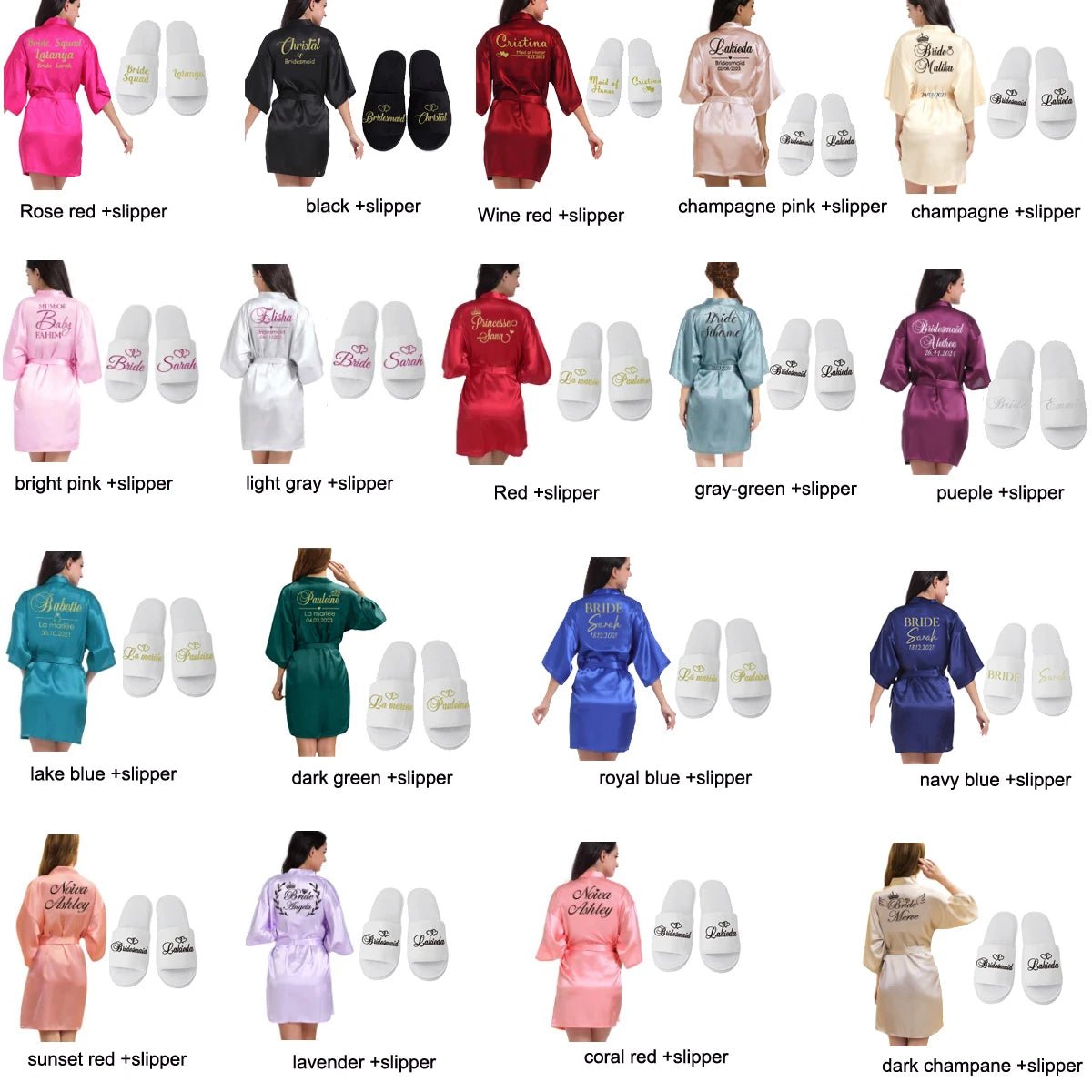 Personalized Wedding Date Faux-Silk Bridal Robe - Luzilly Bridal & Apparel