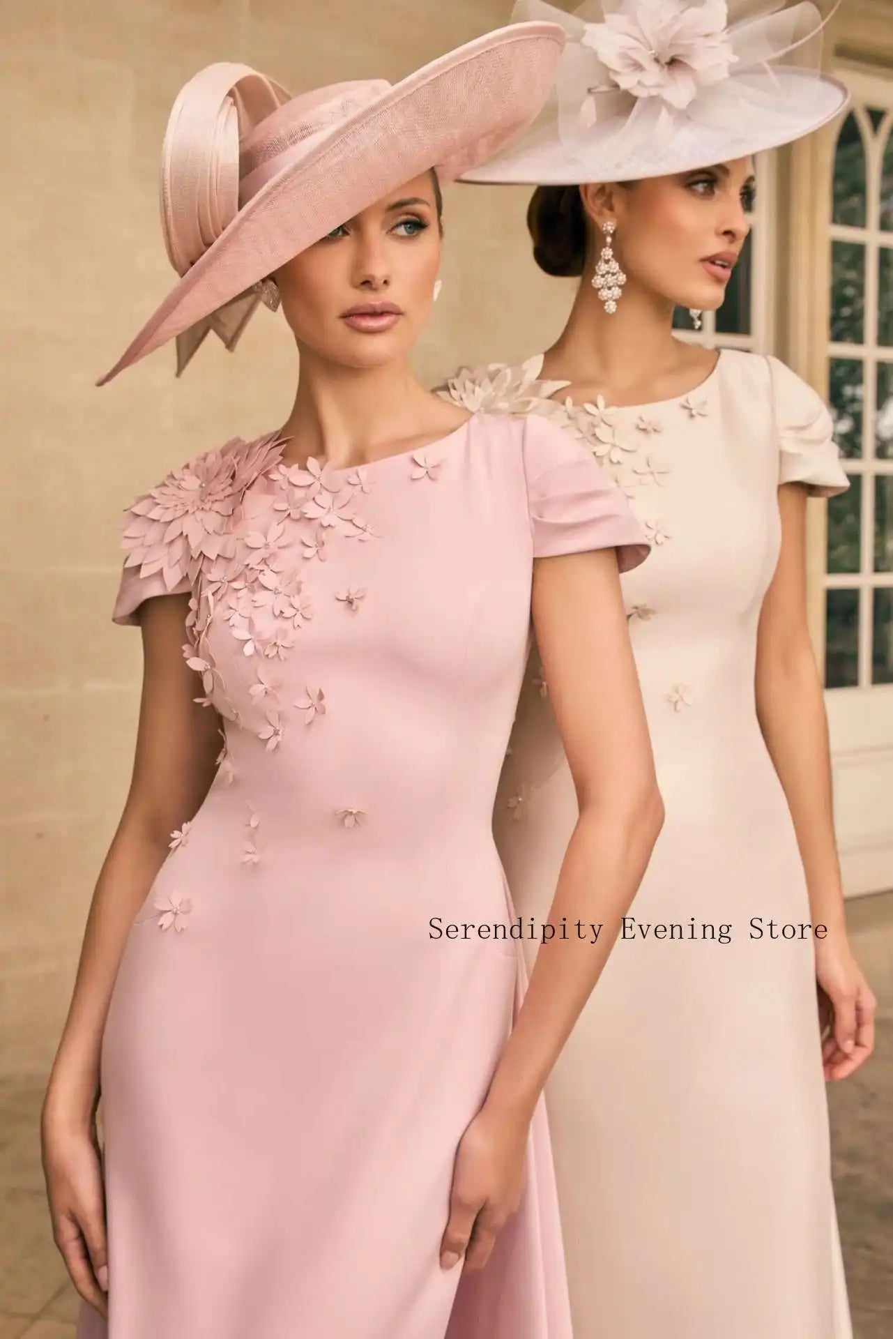 Pink 3D Floral Sheath Mother of the Bride Dress - Luzilly Bridal & Apparel