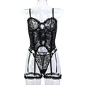 Pink Frilled Lace Bralette & Garter Belt Set - Luzilly Bridal & Apparel