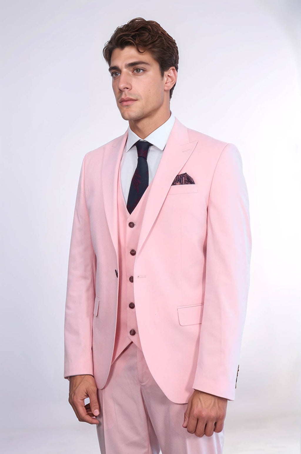 Pink Men's Plain Suit with Vest - Wessi - Luzilly Bridal & Apparel