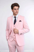 Pink Men's Plain Suit with Vest - Wessi - Luzilly Bridal & Apparel