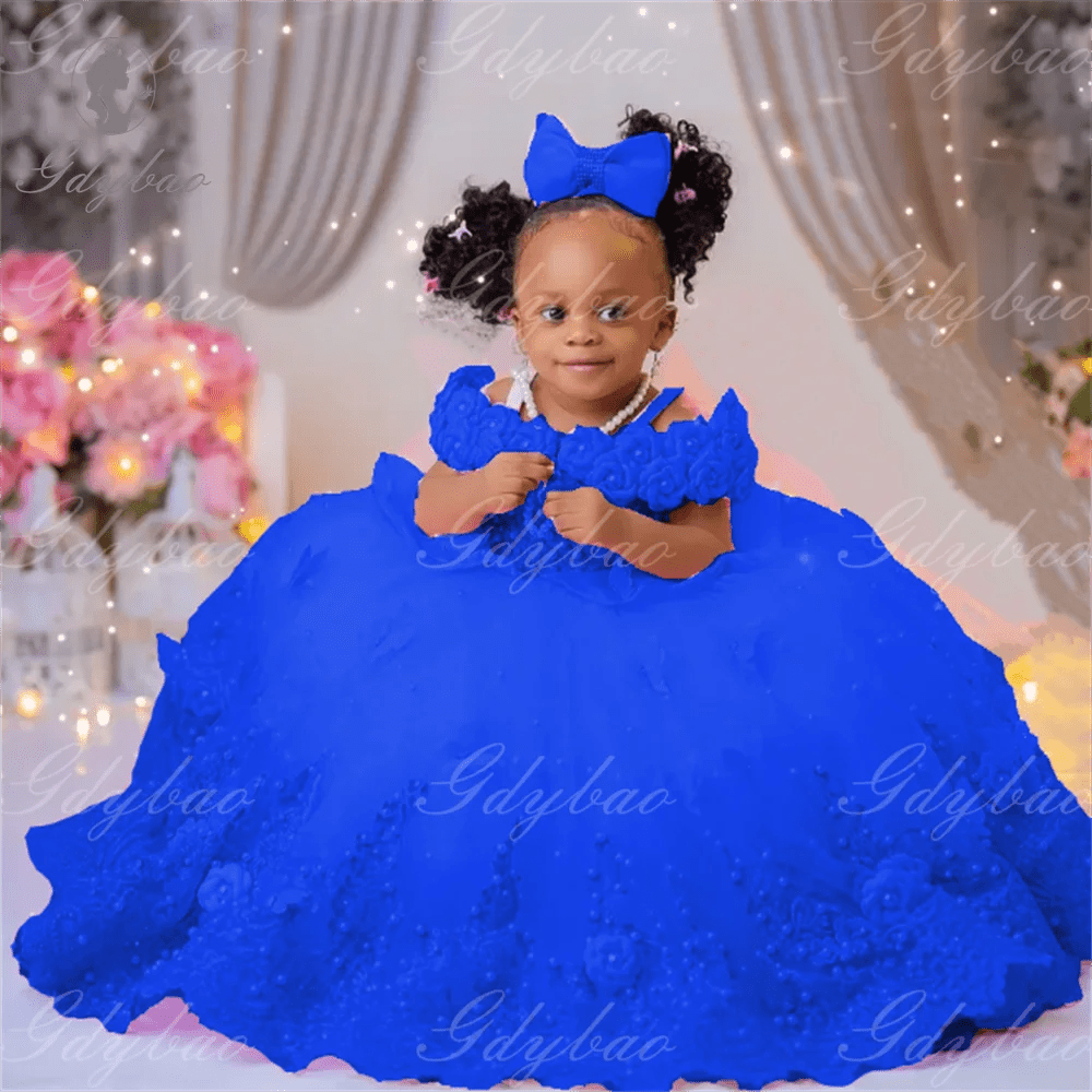 Pink Pearl & Lace Flower Girl Ball Gown - Luzilly Bridal & Apparel