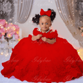 Pink Pearl & Lace Flower Girl Ball Gown - Luzilly Bridal & Apparel