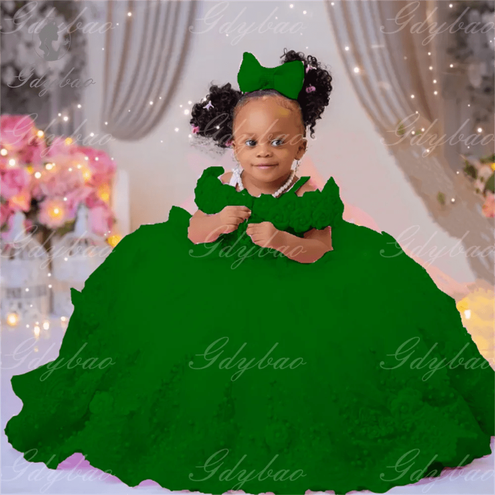 Pink Pearl & Lace Flower Girl Ball Gown - Luzilly Bridal & Apparel