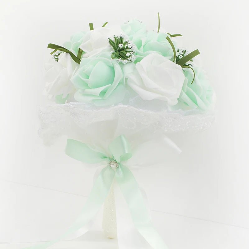 Pink Rose & Faux Pearl Bridal Bouquet - Luzilly Bridal & Apparel