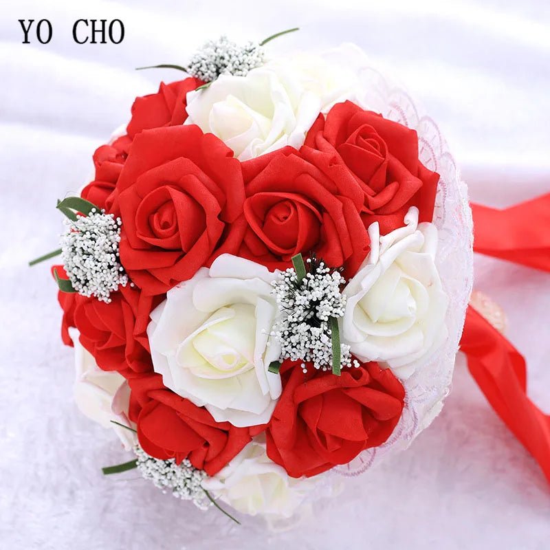 Pink Rose & Faux Pearl Bridal Bouquet - Luzilly Bridal & Apparel