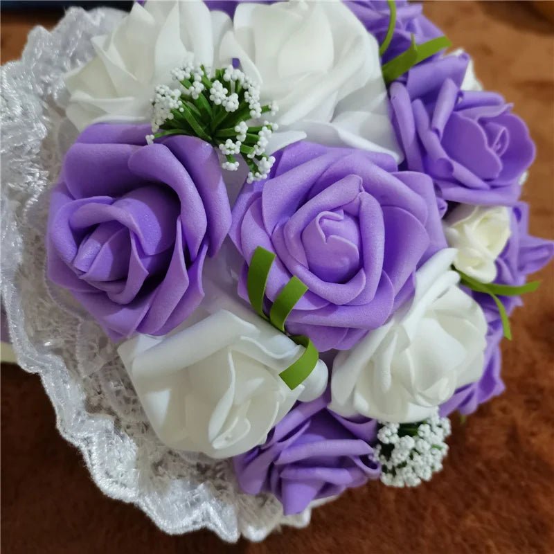 Pink Rose & Faux Pearl Bridal Bouquet - Luzilly Bridal & Apparel