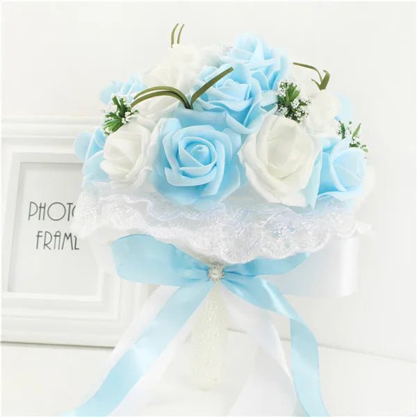Pink Rose & Faux Pearl Bridal Bouquet - Luzilly Bridal & Apparel