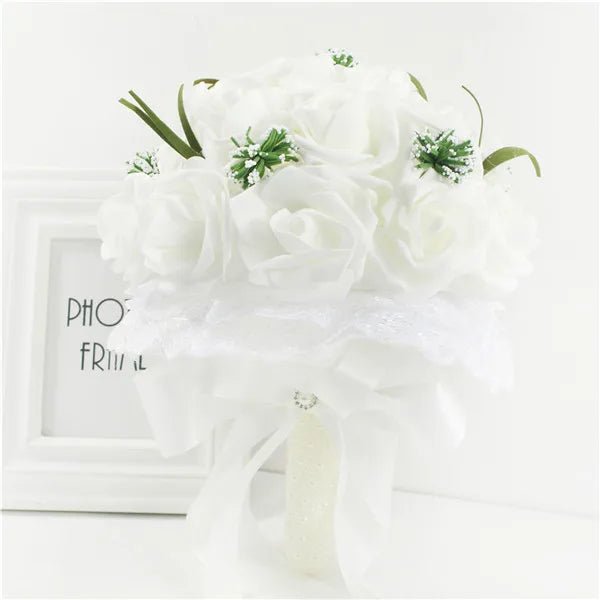 Pink Rose & Faux Pearl Bridal Bouquet - Luzilly Bridal & Apparel