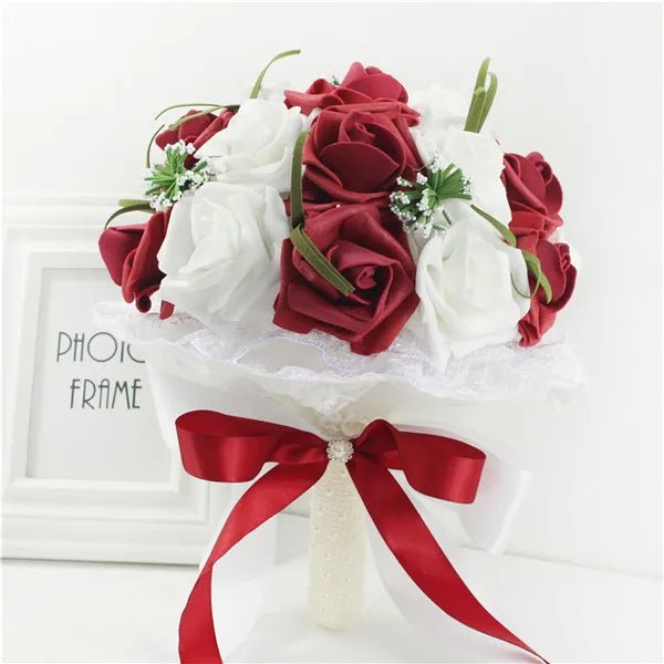 Pink Rose & Faux Pearl Bridal Bouquet - Luzilly Bridal & Apparel