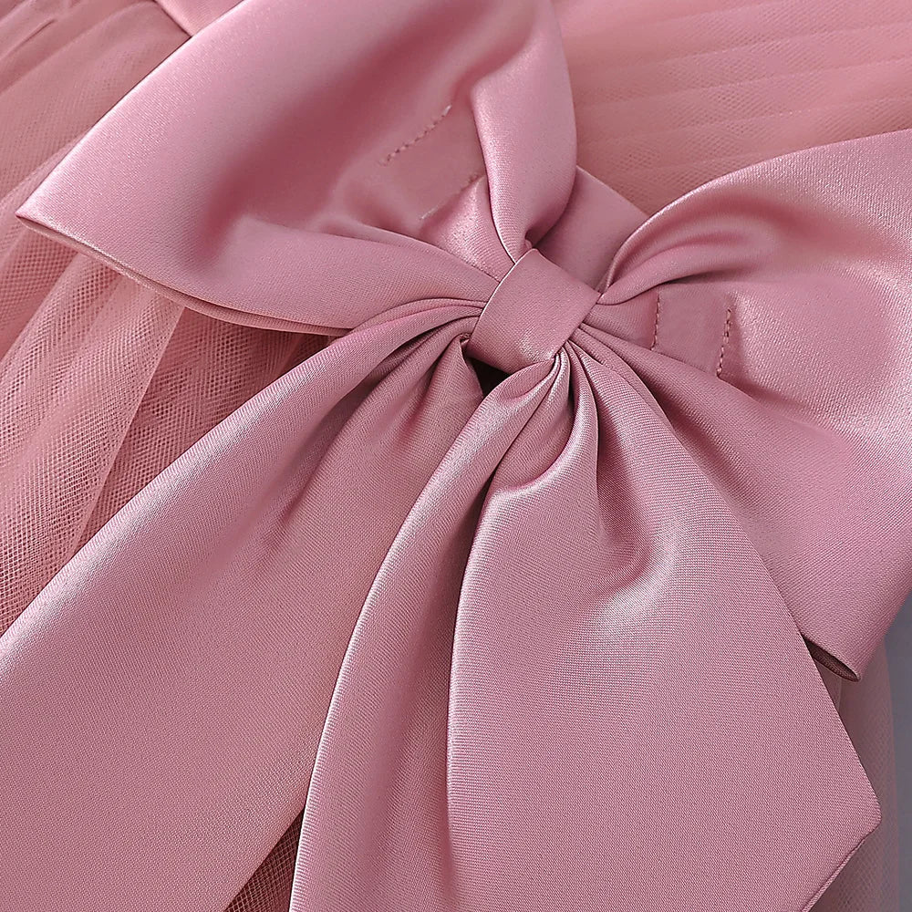 Pink Sequin Bow Princess Flower Girl Dress - Luzilly Bridal & Apparel