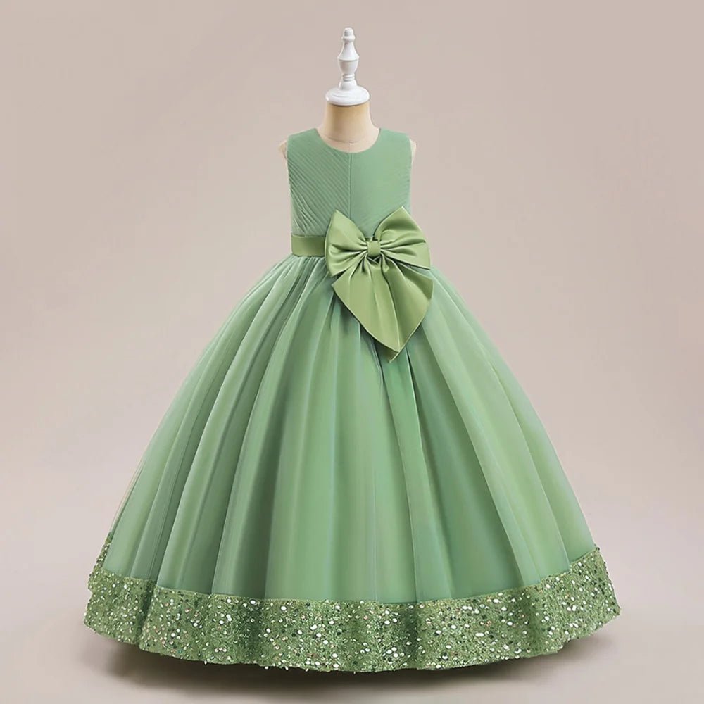 Pink Sequin Bow Princess Flower Girl Dress - Luzilly Bridal & Apparel