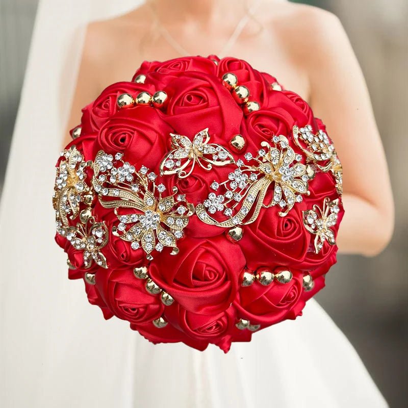 Pink Silk Rose Bridesmaid Bouquet - Luzilly Bridal & Apparel