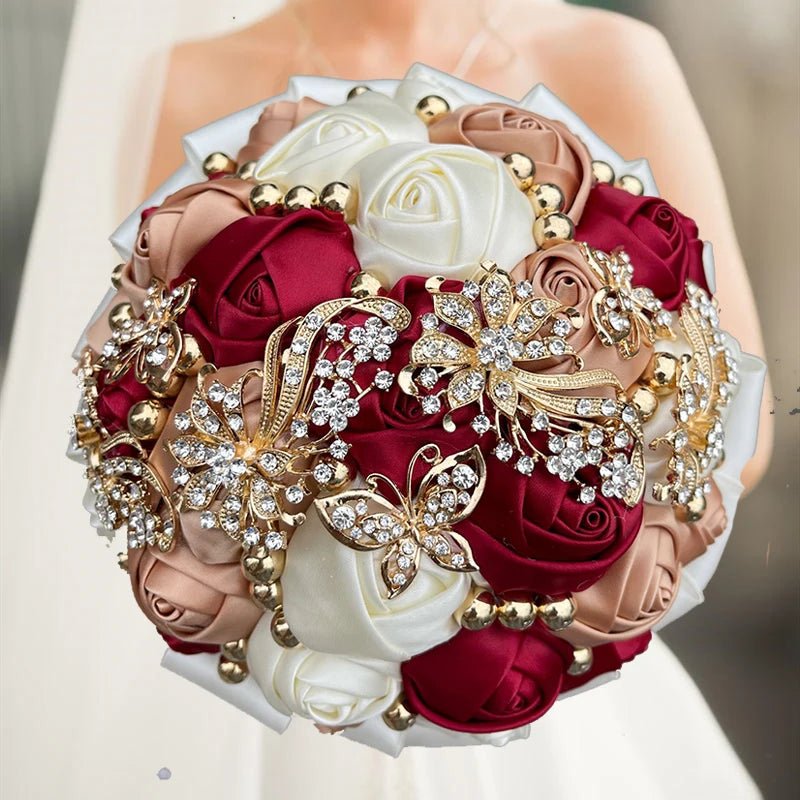 Pink Silk Rose Bridesmaid Bouquet - Luzilly Bridal & Apparel