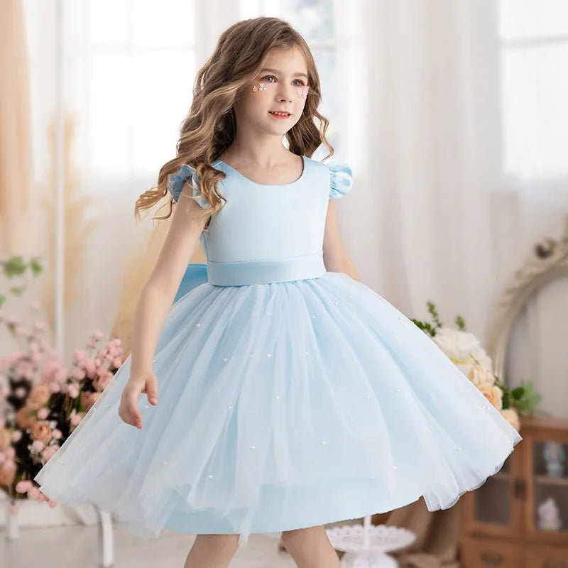 Pink Tulle Backless Bow Flower Girl Dress - Luzilly Bridal & Apparel