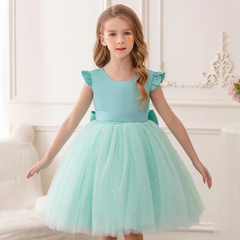 Pink Tulle Backless Bow Flower Girl Dress - Luzilly Bridal & Apparel