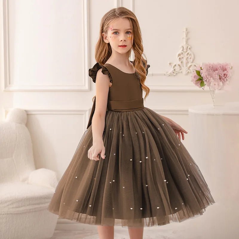 Pink Tulle Backless Bow Flower Girl Dress - Luzilly Bridal & Apparel