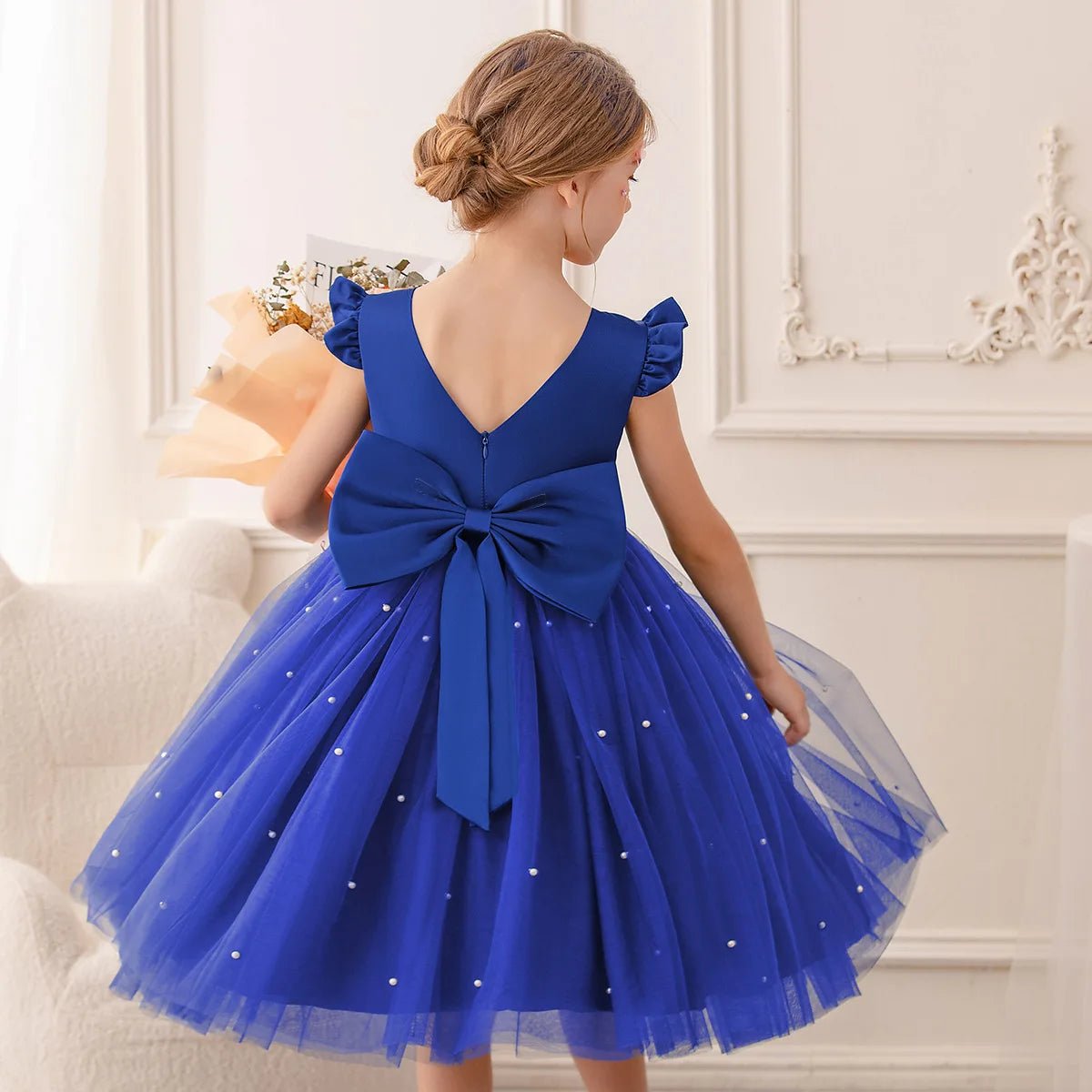 Pink Tulle Backless Bow Flower Girl Dress - Luzilly Bridal & Apparel