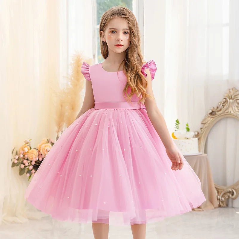 Pink Tulle Backless Bow Flower Girl Dress - Luzilly Bridal & Apparel