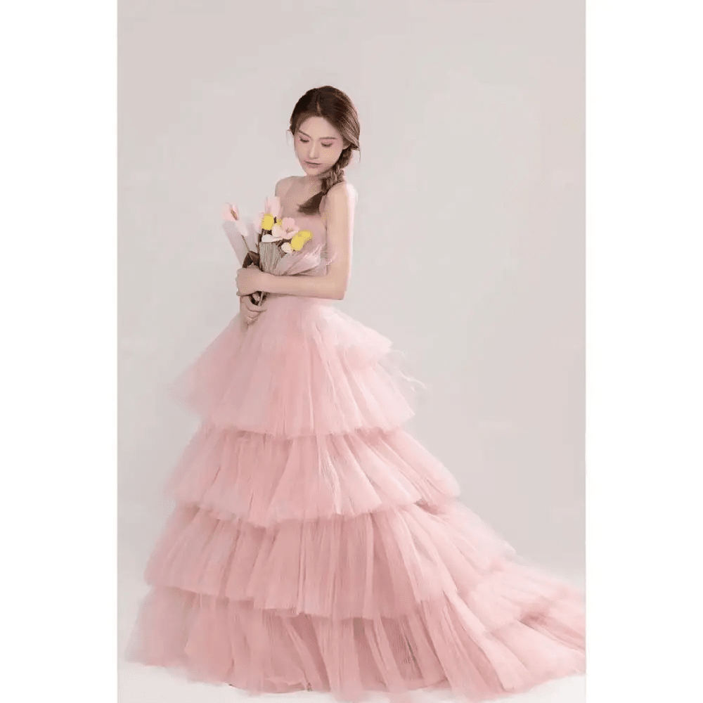 Pink Tulle Photography Gown - Luzilly Bridal & Apparel